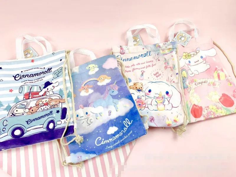 60 шт./лот Cinnamoroll сумка на шнурке с логотипом собаки, холщовые сумки