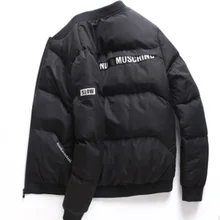 Однотонная черная зимняя куртка на утином пуху, утолщенное теплое пальто для мужчин, Нормальная длина, полный рукав, зимняя верхняя одежда, пальто