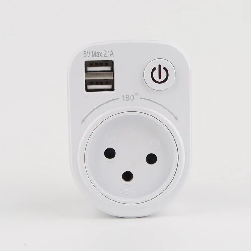 Израиль штекер розетка 16A Dual USB Порты и разъёмы 5V 2.1A стены Зарядное устройство Мощность DC адаптер питания AC DC электрическое гнездо переключателя Горячая 180 Вращение