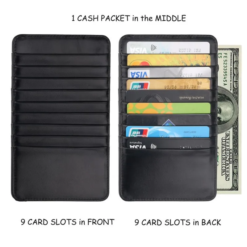 

Super Thin Quality PU Leather 18 Card Slots Business Card Holders Long Wallet Credit ID Card Holder Fashion Men Women Mini Purse