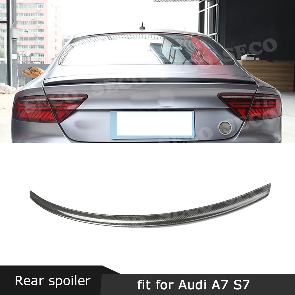 Задняя накладка на багажник из углеродного волокна, наклейка для Audi A7 S7 RS7 2013-, внешняя отделка автомобиля