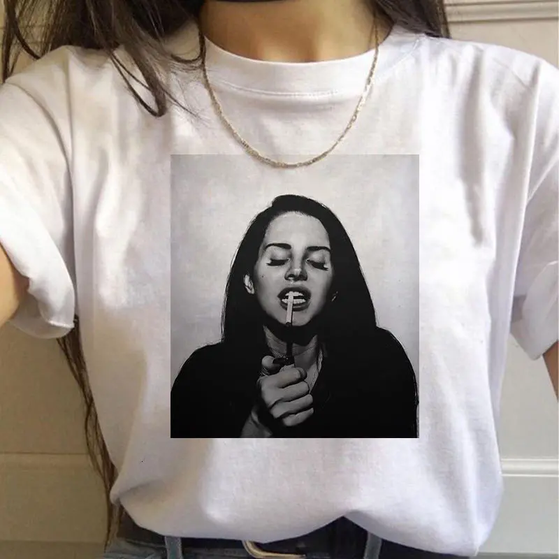 white 90s графическая Эстетическая футболка корейский стиль Топ тройники Женские Lana Del Rey Harajuku Ullzang Футболка женская Забавный принт футболка для фанатов - Цвет: white