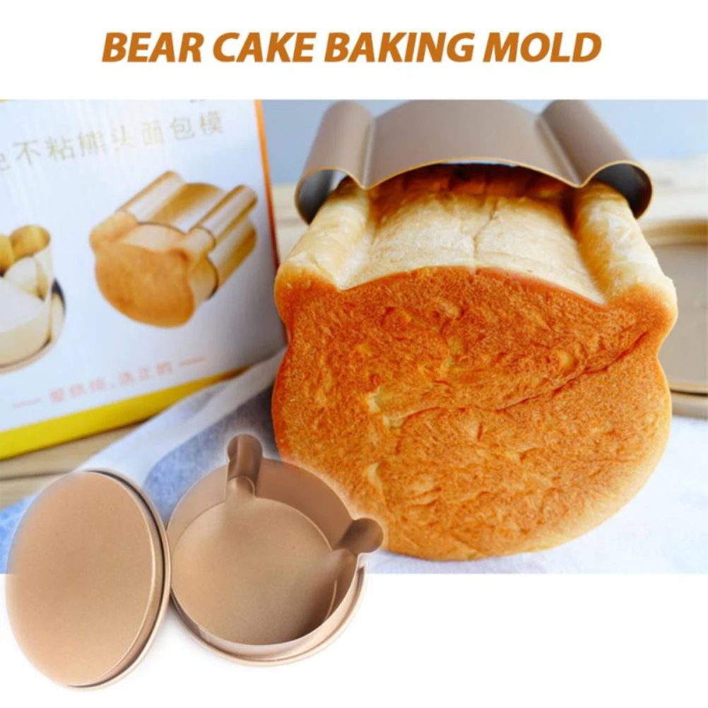 Bear Head Bread Toast Mold Non-stick Cartoon Mousse Ring Kitchen Baking Tool Golden