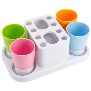 

Four Family Toothbrush Holder Toothbrush Holder Set Mouthwash Cup Four Cups Large Organizer Stand