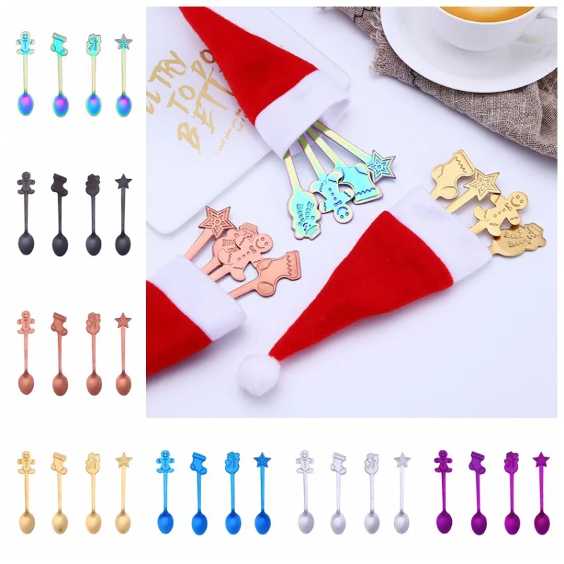 

4pcs/set Baby Teaspoon Spoon Food Feeding Set Stainless Steel Kids Learning Eating Habit Children Tableware Christmas gift