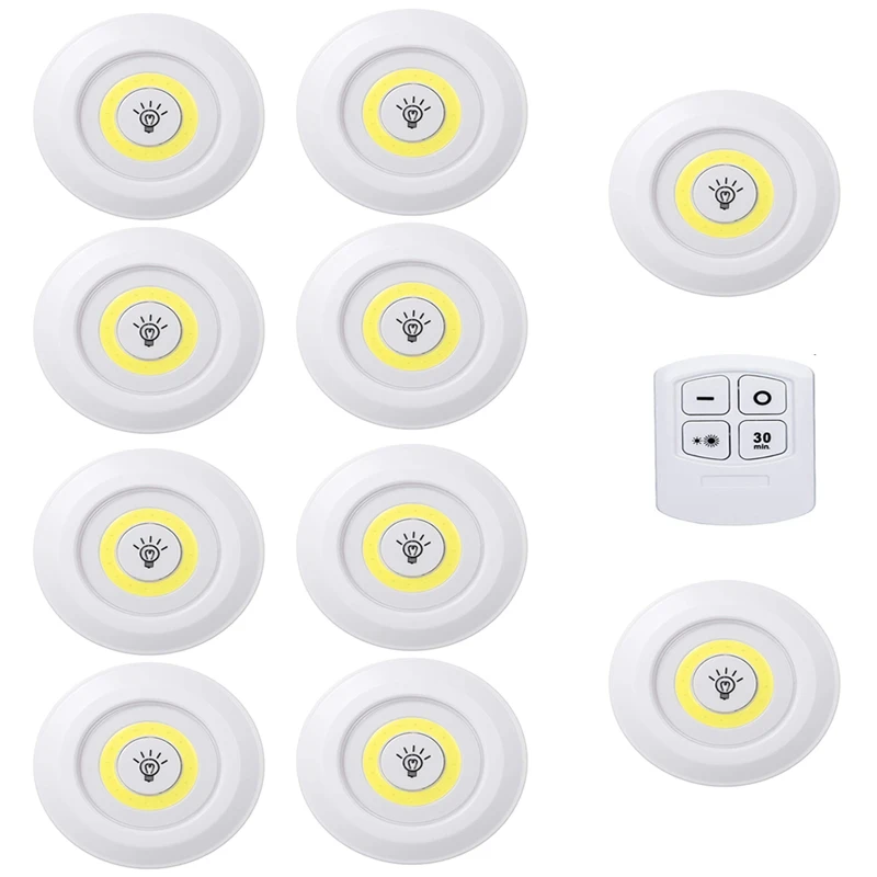 3 Вт COB Светодиодная подсветка под шкаф закрытый кран дистанционный Диммируемый на батарейках светильник ing для шкафа гардероба Лестницы прихожей ночника - Цвет: 1 Controller 10 lamp