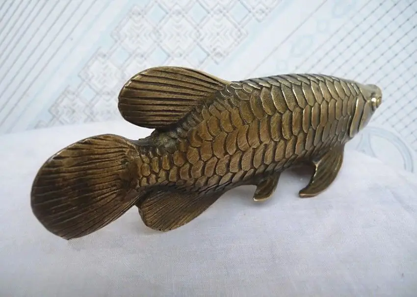 Ancient Chinese folk bronze an auspicious fish lock sl 