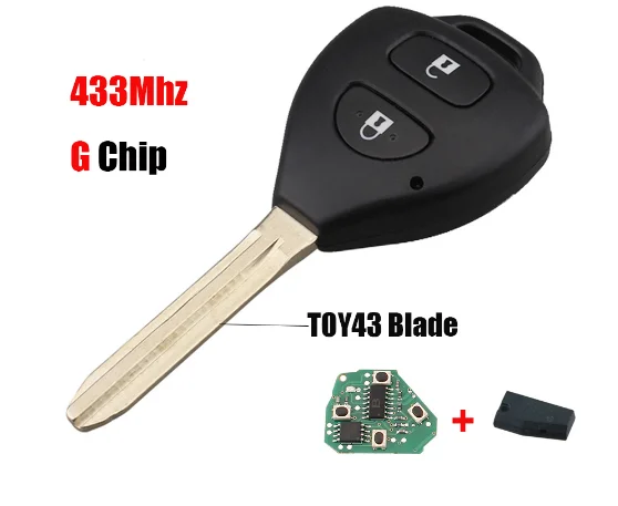 XZCFOR 433 МГц G чип транспондера для Toyota 2 кнопки дистанционного ключа для Toyota Corolla для RAV4 2006-2010 TOY43 лезвие ключ