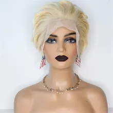 Различные прически 613 шнурка Фрон парик Пикси срезанные человеческих волос 130% плотность