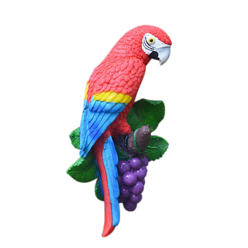 

Best European Pastoral 3D Stereo Resin Parrot Wall Hanging Birds Ornaments Creative Home Background Wall Decoration Mural Crafts