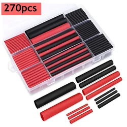 270 pçs/caixa 3:1 relação de psiquiatra dupla parede adesivo forrado tubo da tubulação do psiquiatra calor 6 tamanho 3/8 "1/4" 3/16 "1/8" 3/32 "1/16" 2 kit cor