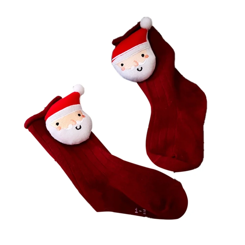 Рождественские носки для малышей мягкие носки с принтом из мультфильмов нескользящие носки для маленьких мальчиков и девочек - Цвет: F