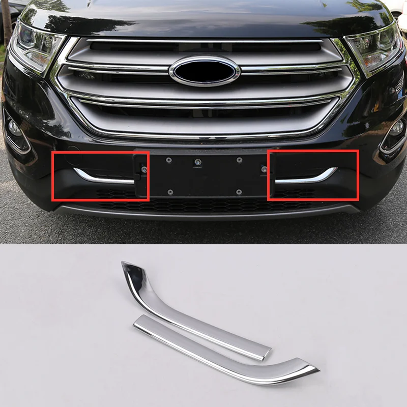 Couverture de bande de calandre de voiture en chrome ABS, décoration de clôture, garniture de tête, accessoires de style de voiture, Ford Edge 2015, 2016, 2017, 2 pièces