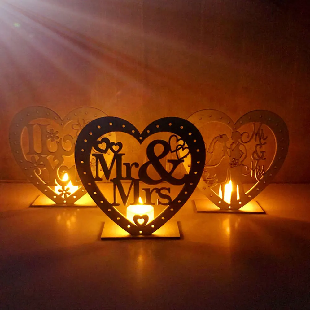 Деревянные вечерние Oranment Love Heart Mr& Mrs в форме пары DIY светодиодный светильник, настольный орнамент, Ночной светильник, праздничный свадебный домашний декор