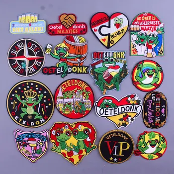 

The Netherlands Oeteldonk Iron On Patches For Clothing Frog Carnival for Netherland Embroidery Patch Ironing Applications