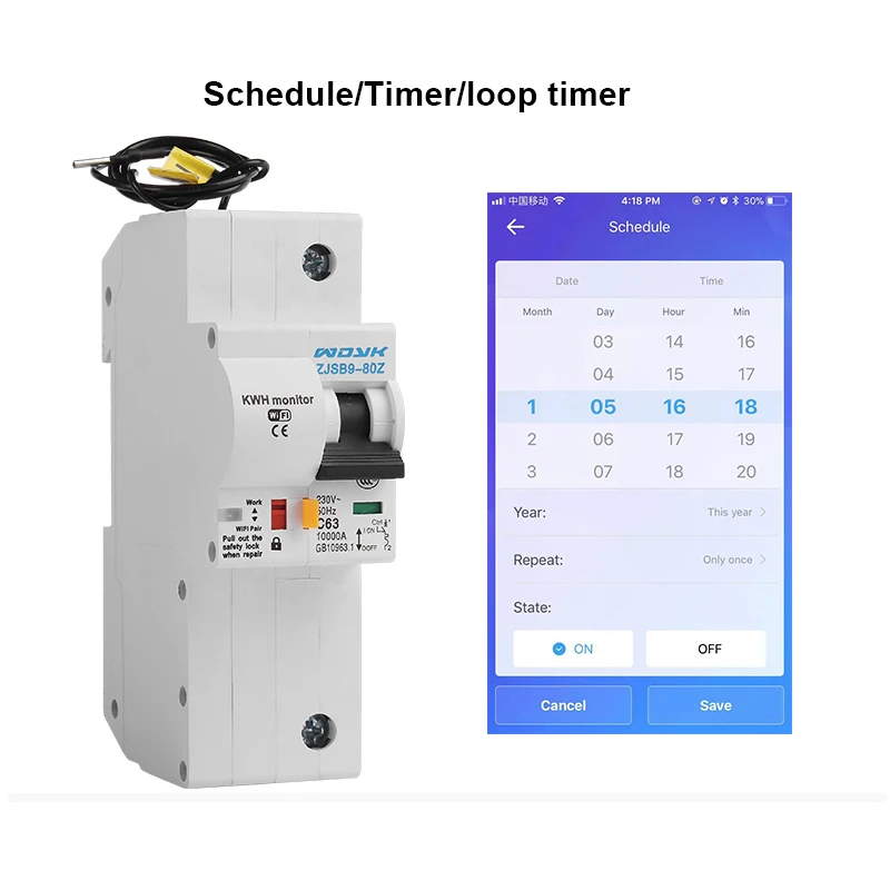  1P WiFi Smart Circuit Breaker with Energy monitoring compatible with Alexa and Google home for Smar - 33000024651