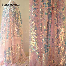 15 мм цветная лазерная модная ткань, юбка русалки с блестками, кружевная ткань для свадебной одежды, вечерние украшения D730