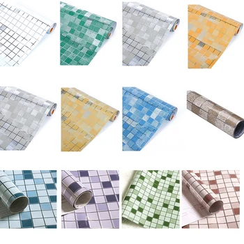 

45x200cm Mosaic Multi Colors Aluminum Foil Self-adhensive Anti Oil Wallpaper for Kitchen High Temperature resistant