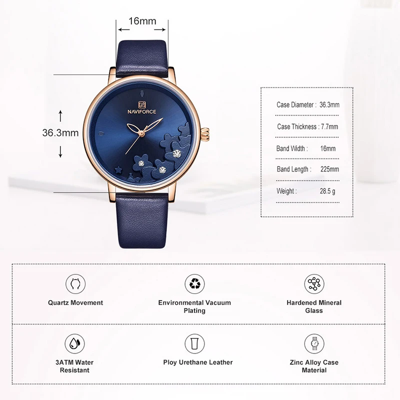 Топ NAVIFORCE женские часы Модные Кварцевые женские наручные часы ...
