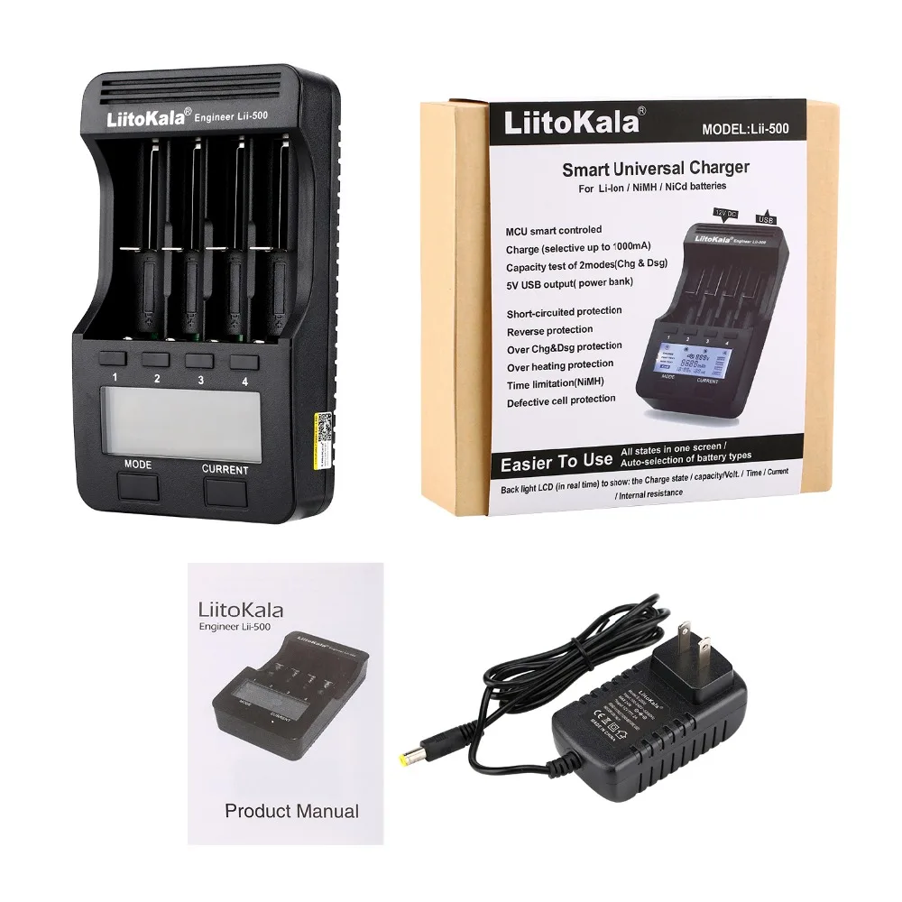 LiitoKala lii-500 lii-500S lii-600 lii-PD4 LCD 3.7V 1.2V 18650 26650 16340 14500 18500 20700B 21700  Battery Charger with screen