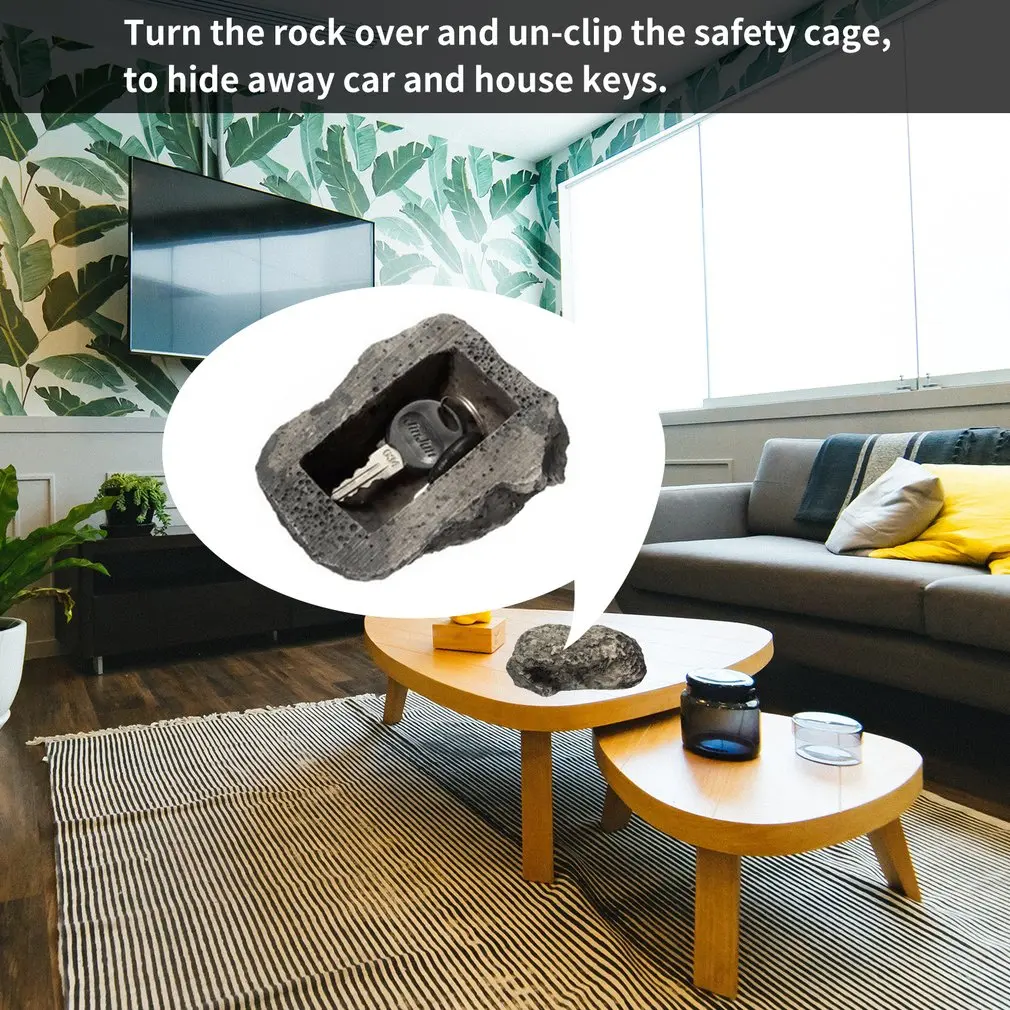 Key Safe Box Hidden Stone for Keys Storage Outdoor Garden Ornament Security Case Box Fake Rock Holder Spare House Key 6x8x3cm