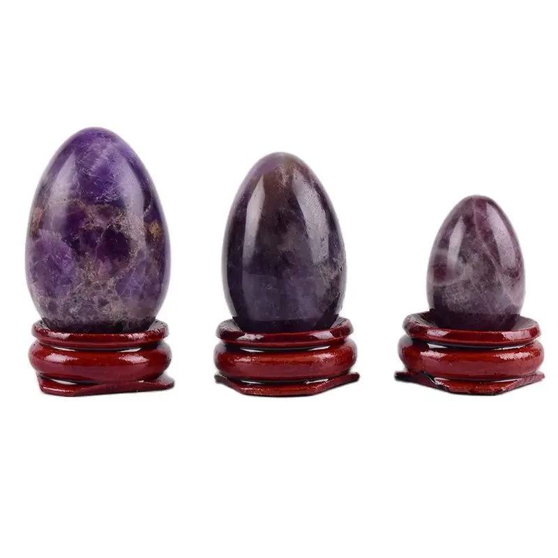 

Amethyst Kegel Eggs Natural Stone Eggs Set Undrill Crystal ball Yoni Eggs For Woman Pelvic Floor Muscle Vaginal Health Care