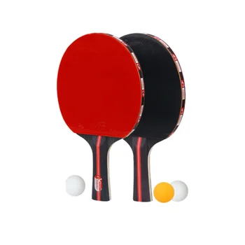 

1 Set Table Tennis Rackets Ping Pong Balls Double Side Rubber Faced Beginner Training Table Tennis Racket Set (Red)