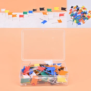 

100 Pieces Mixed Color Flag Push Pins Nail Thumb Tack Map Drawing Pin Stationery