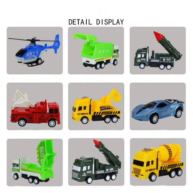 6PCS/Set Engineering Vehicle Cars Set Pull Back Construction Fire Truck Transportation Aviation Models Toys Kit Kids Mini Gifts 4