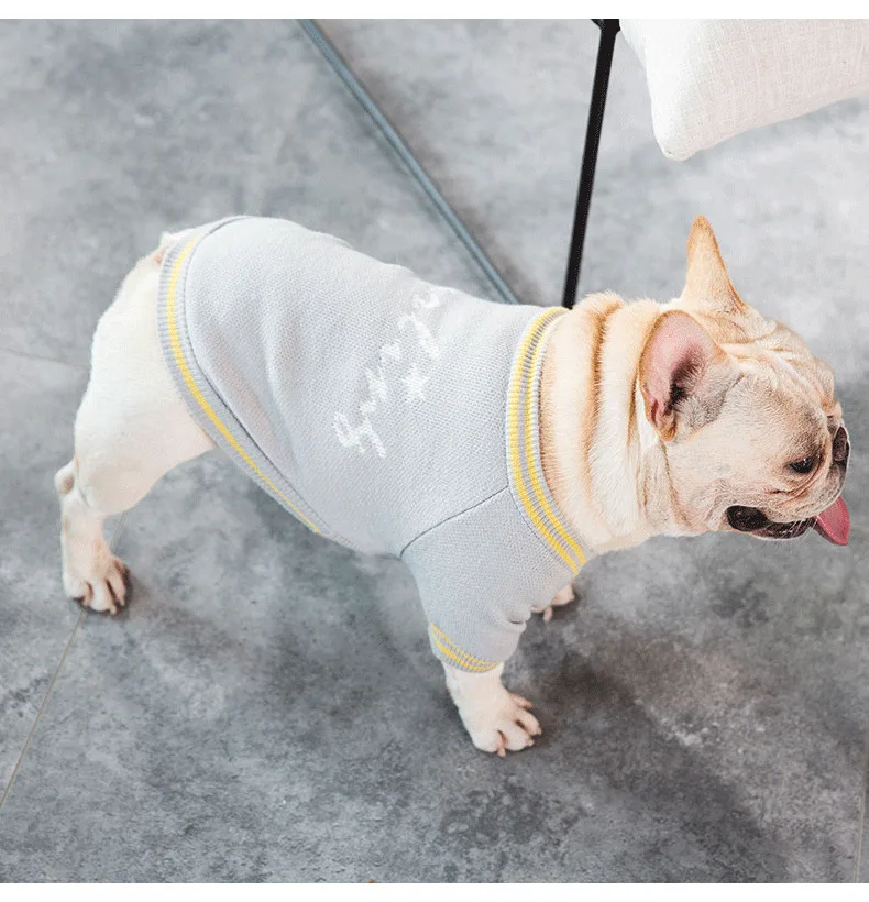 Spring and Autumn Leisure Style Pet Dog Clothing Fashion Comfortable Breathabl French Bulldog Pug Sweater Small Pet Dog Clothing