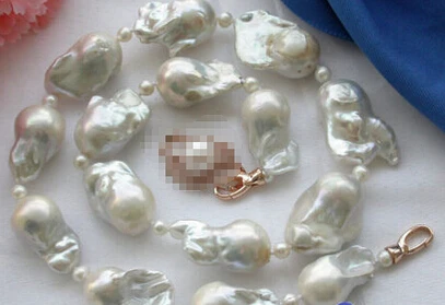 1792 редкий, крупный 2" белый барокко Жемчуг Кеши зерновой жемчужное ожерелье