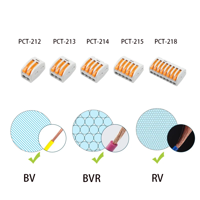 30/50/100PCS 222-413 TYPE universal Compact Wire Connector Wiring Conductor Terminal Block With fixing Accessories Connection