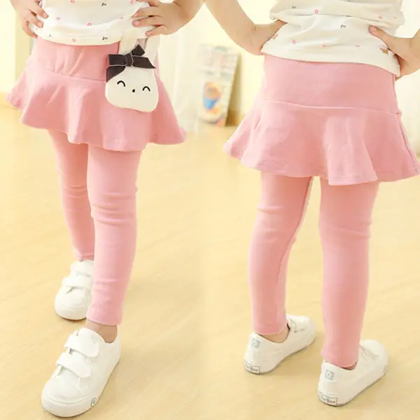Г. Юбка-штаны для девочек, леггинсы детская осенне-Весенняя хлопковая одежда, брюки детские штаны для маленьких девочек, леггинсы размер 90 до 130 см, кролик, волна - Цвет: rabbit pink