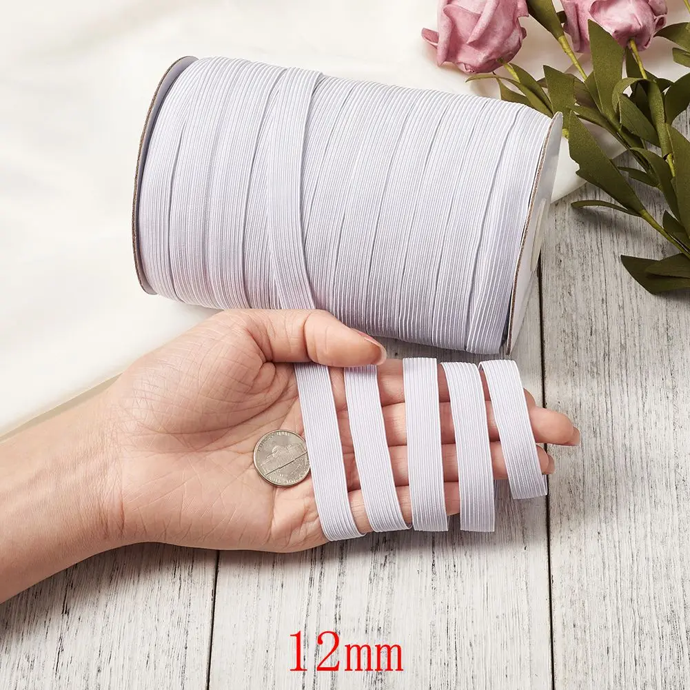 1 rolle Flache Elastische Cord Weiß Schwarz für Kleidung Nähen Handwerk DIY Handgemachte Maske 4mm 5mm 6mm 8mm 10mm 12mm 14mm – Detail 8