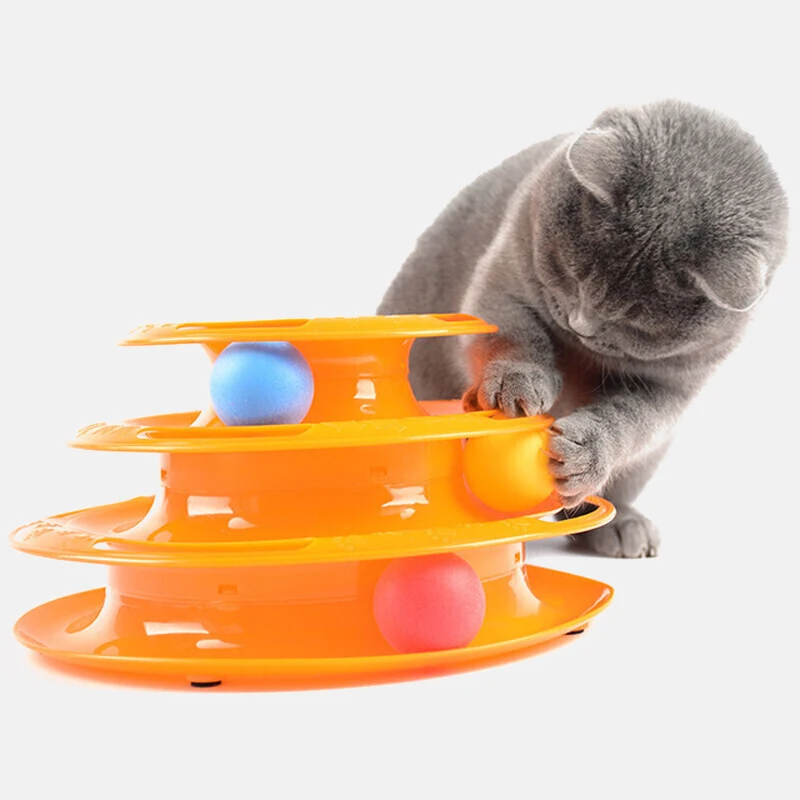 

Kitten Three Levels pet cat toy Tower Tracks Disc cat Intelligence Amusement triple disc cat toys ball Training Amusement plate