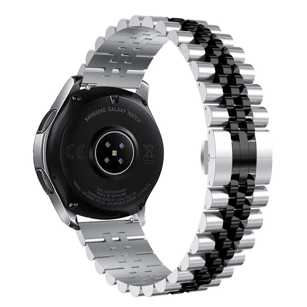 silver black Подходит для samsung Galaxy Watch 46 мм полосы 22 мм браслет из нержавеющей стали для gear s3 Frontier классический ремешок - Цвет ремешка: silver black