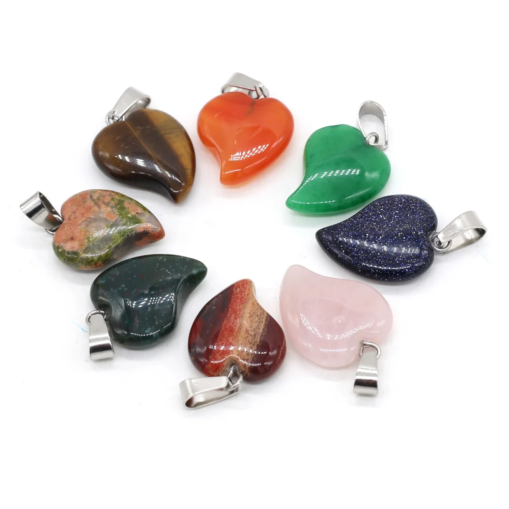 Подвеска в виде сердца из розового кварца натуральный камень тигровый глаз кулон