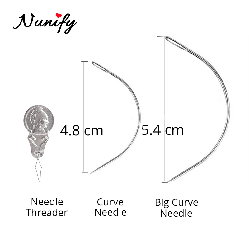 Lace Wig Needles 4Pcs/Set Cotton Black Thread C-Curve Wig Needle for Wig Styling