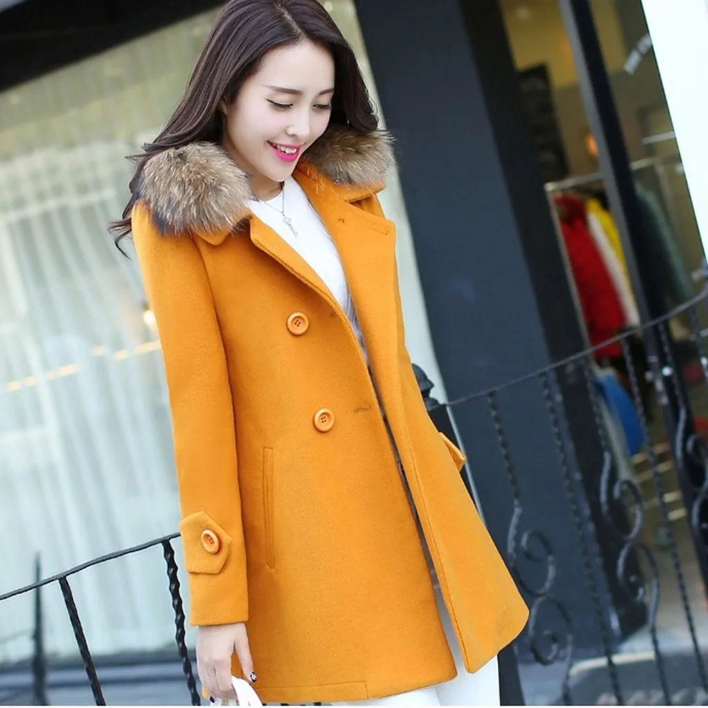 Новая однотонная женская Шерстяная Смесь, Женская Повседневная приталенная куртка средней и длинной длины, зимнее шерстяное плотное пальто, длинное осеннее зимнее пальто