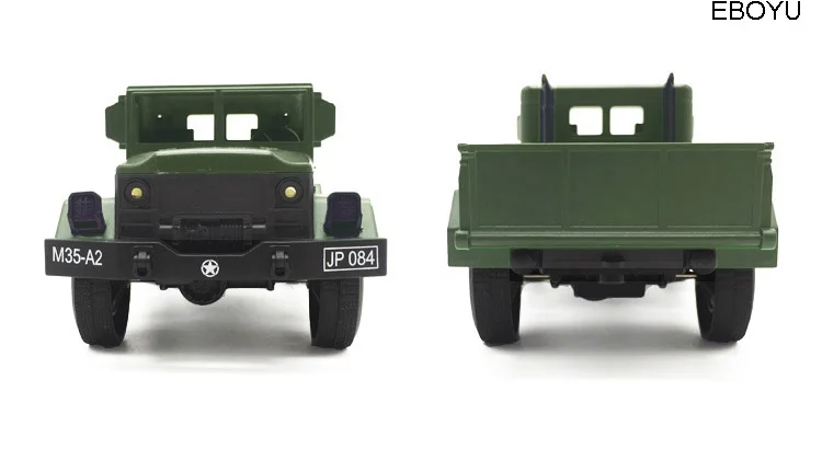 EBOYU 1:20 Pull and Go мини-грузовик, отлитый под давлением военный классический грузовик армейские автомобили игрушка Ретро металлическая коллекция транспортного средства 12002E