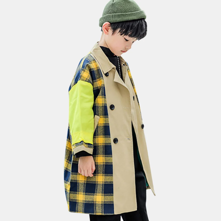 Boys Jackets Fashion Plaid Boy Child Jacket Long Sleeve Windbreaker For Kids Autumn Korean Winter Clothes For Boys 6 8 10 12 14
