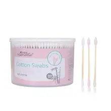 MeterMall 500Pcs Double Head Cotton Swab Bamboo Cotton Swab Wood Sticks Disposable Buds Cotton For Makeup Nose Ears Cleaning