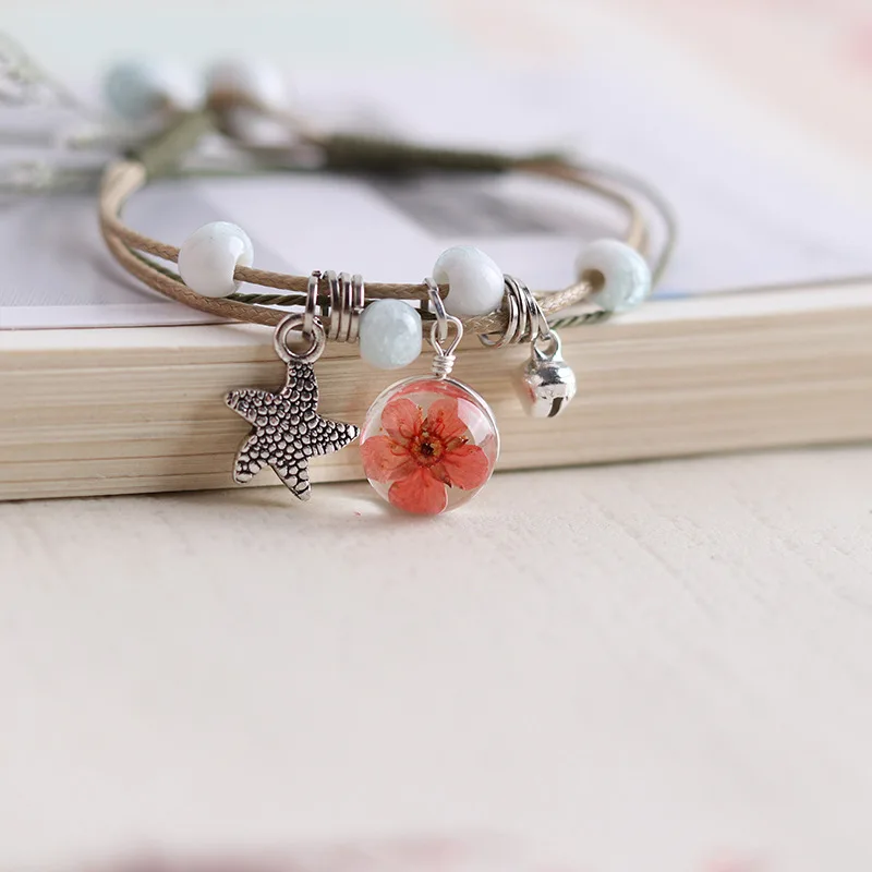 

Beautiful Really Dried Flower Bracelet Fresh Personality Creative Fashion Bangles Women Ladies Female Wrist Handcraft Jewelry