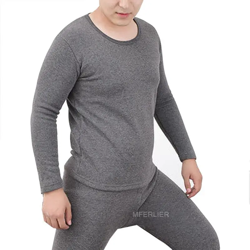 Gray 1 tops Плюс размер кальсоны с брюками 5XL 6XL 7XL бюст 140 см флис теплые кальсоны для мужчин 4 цвета - Цвет: Gray 1 tops