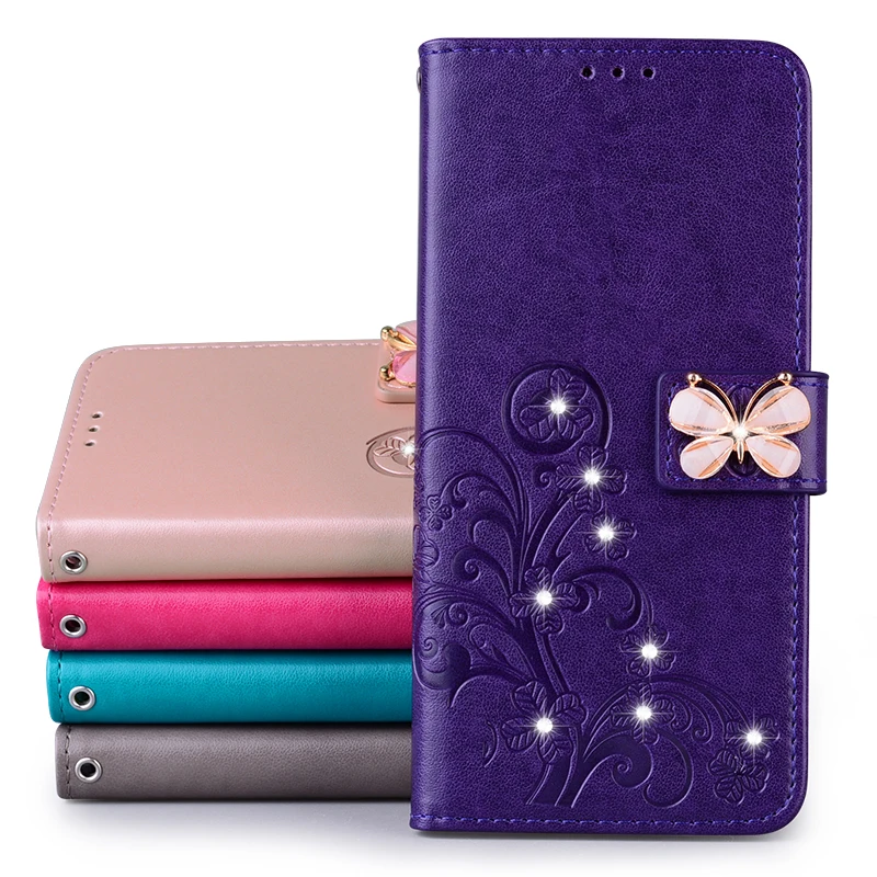 Кожаный чехол-книжка с изображением бабочки для Samsung Galaxy S9 Note 10 Plus A6 A8 J3 J5 J7 2016 A7 A5