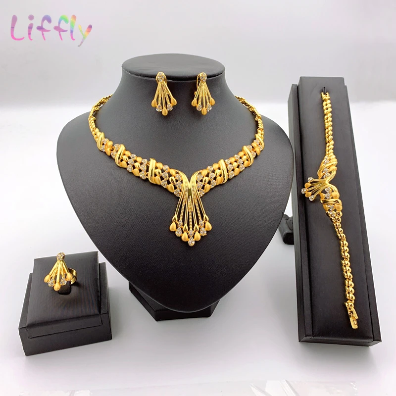 Модные Африканские свадебные дубайские Золотые Ювелирные наборы для женщин