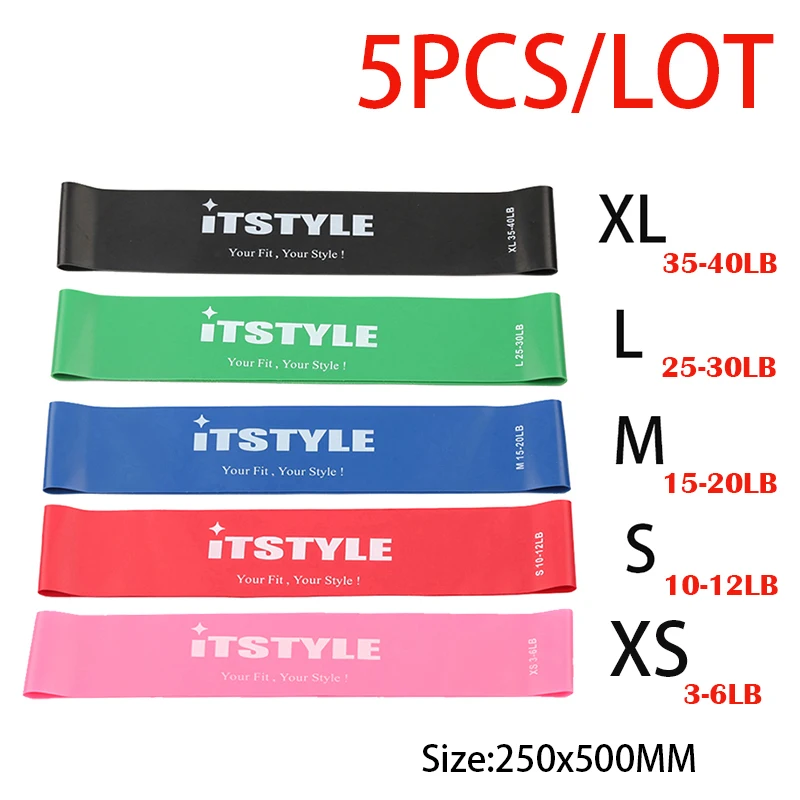 250x50mm 5pcs ITSTYLE 10 уровневые Эспандеры для упражнений, эластичные фитнес-тренировки, Йога, петля для тренировки, тянущаяся веревка, известные российские - Цвет: 250x50mm 5pcs