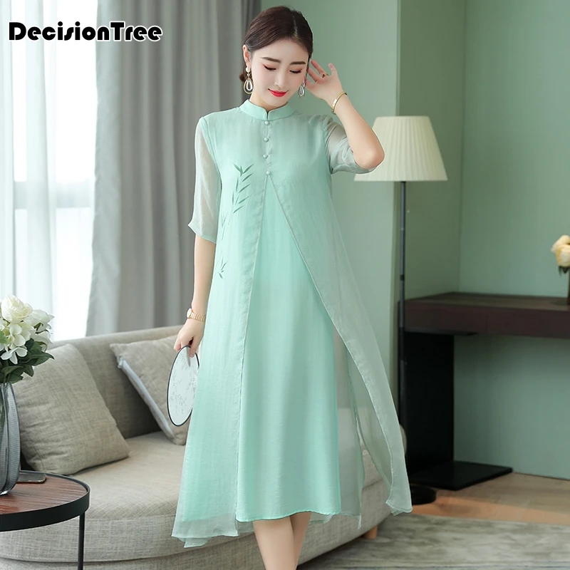 Женское винтажное платье cheongsam qipaoэлегантный женский Чонсам воротник Мандарин шифон китайское платье vestidos