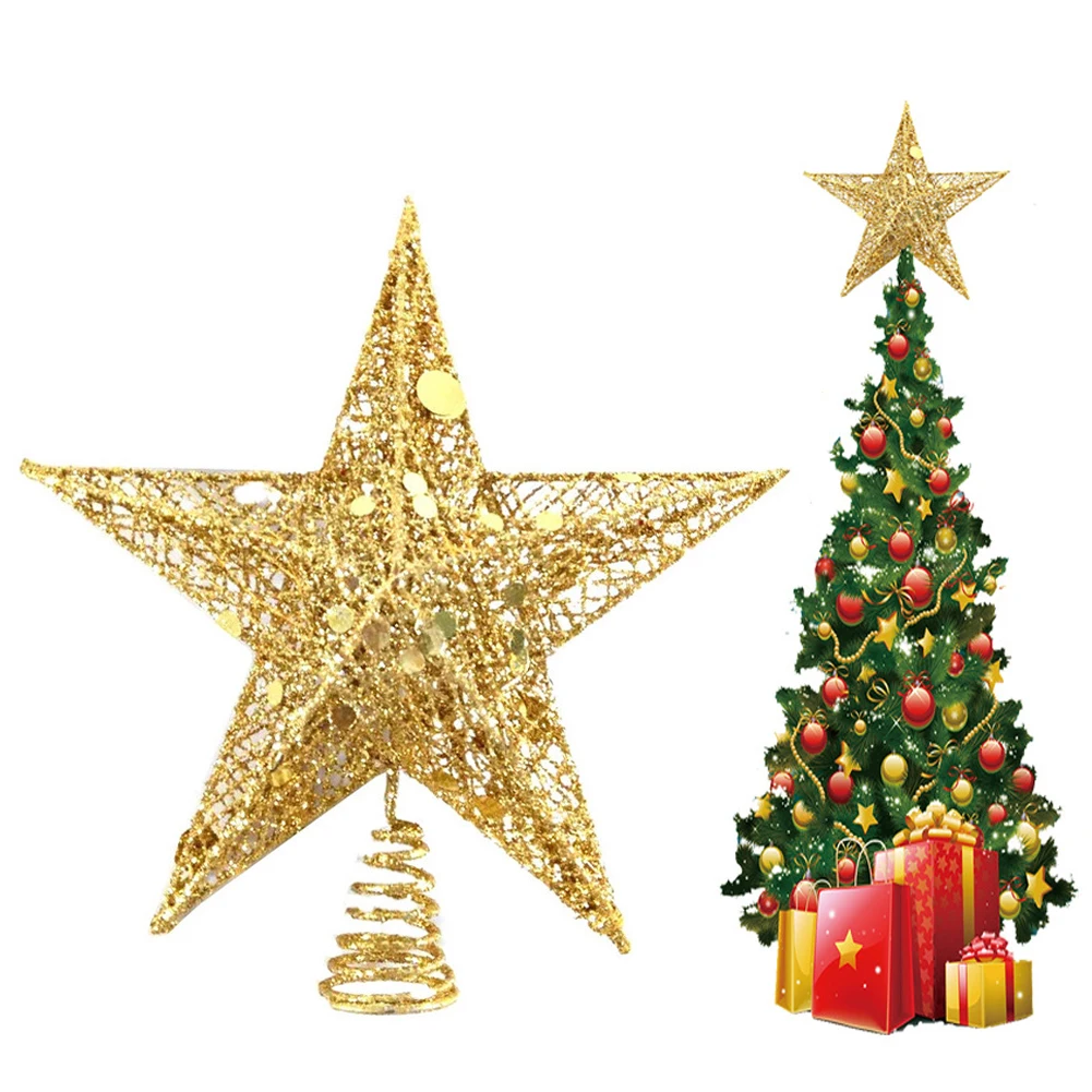 Рождественское Елочное украшение в виде рождественской звезды, сверкающая елка, звезда для рождественской елки, украшение для дома, вечерние украшения