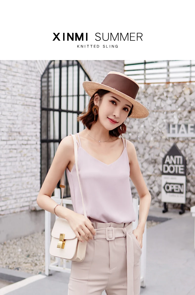 Женская майка, легкая Красивая шифоновая рубашка с v-образным вырезом, маленький жилет, женские летние черные топы без косточек